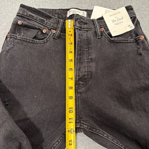 NWT Abercrombie & Fitch Womens The Dad High Rise Jeans Black Sz 26 2s Distressed - Picture 6 of 16